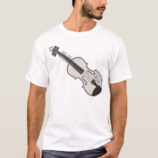 T-shirt do branco do violino do Mo da lavanderia