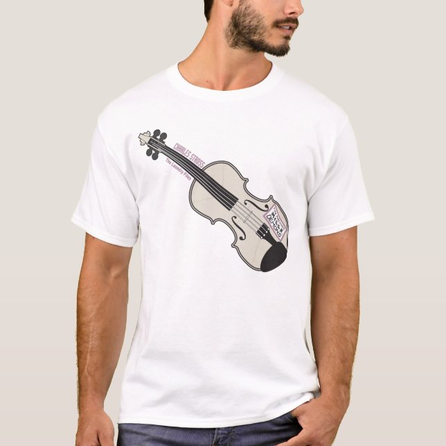 T-shirt do branco do violino do Mo da lavanderia (Frente)