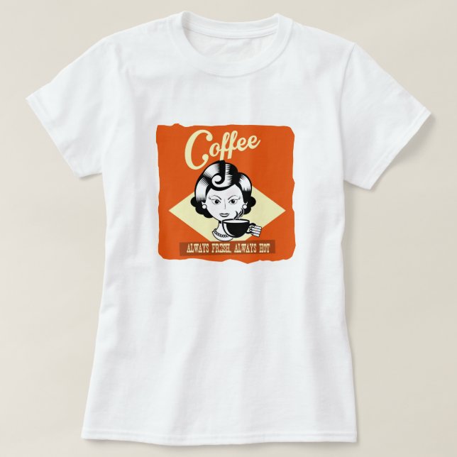 T-Shirt do Café da Mulher Retro (Frente do Design)