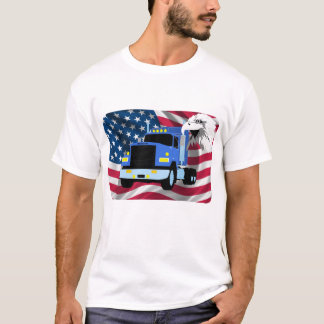 T-shirt do camionista com bandeira e Eagle dos