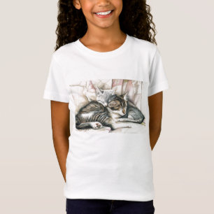 T-shirt Do "camisa da arte T do gato dos gatinhos sono"