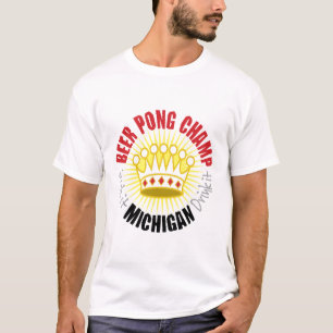 T-shirt do campeão de Pong da cerveja de Michigan