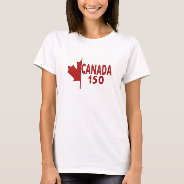 T-shirt do Canadá 150 das mulheres (branco no (Frente)