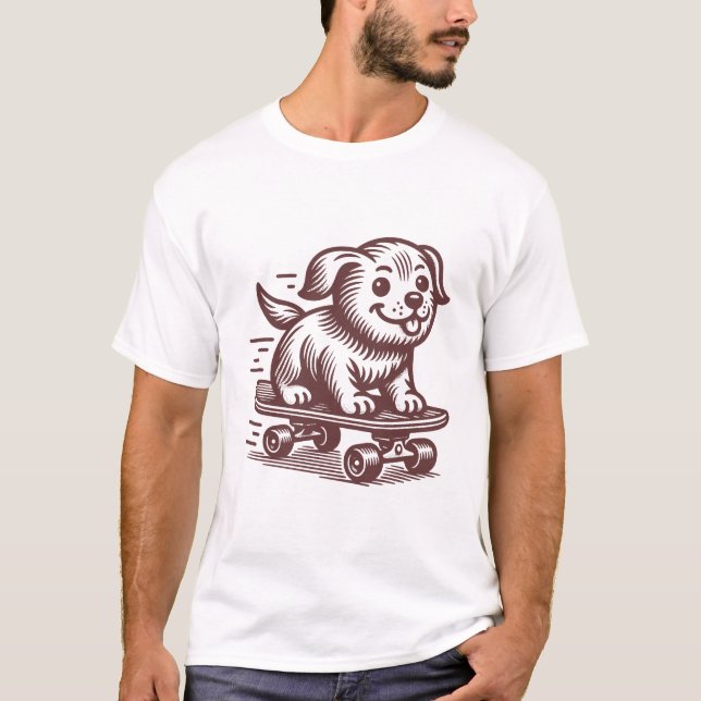 T-shirt do cão de skate (Frente)