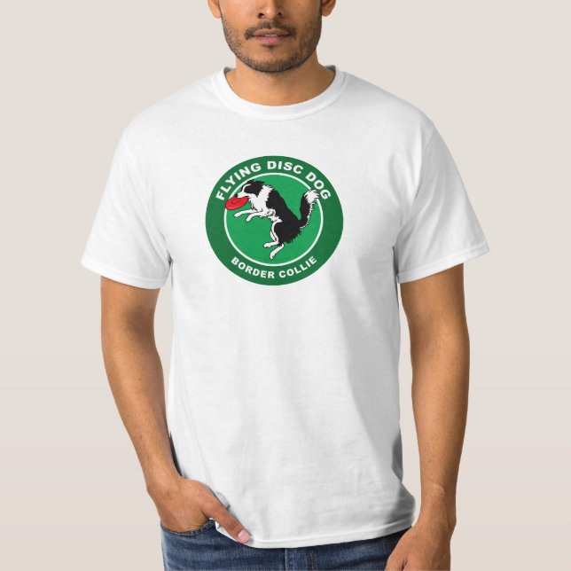 T-shirt do cão do disco de vôo de border collie (Frente)
