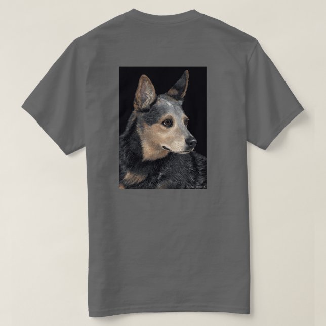 T-shirt do cão do gado - "Quigley " (Verso do Design)