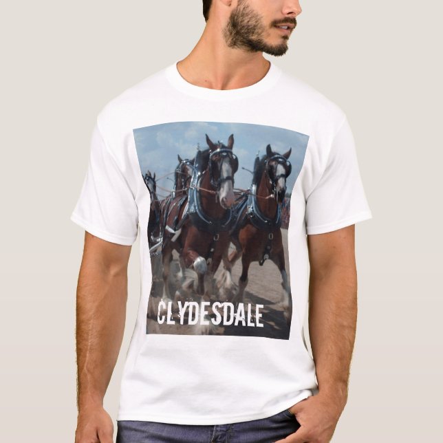 T-shirt do cavalo de Clydesdale dos homens (Frente)
