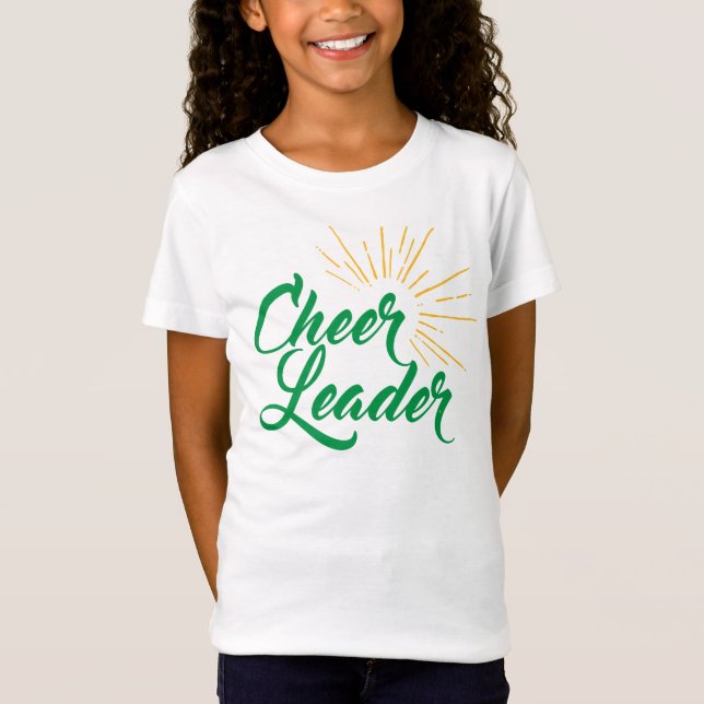 T-shirt do cheerleader - verde & ouro (Frente)
