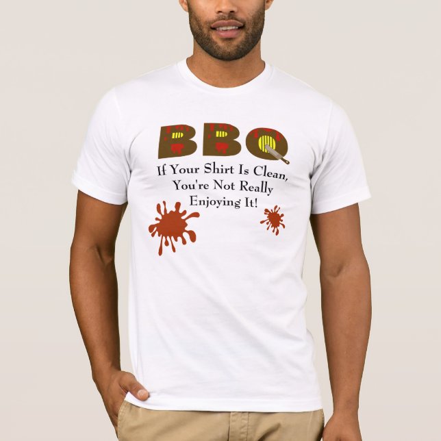 T-shirt do CHURRASCO com manchas do molho do (Frente)