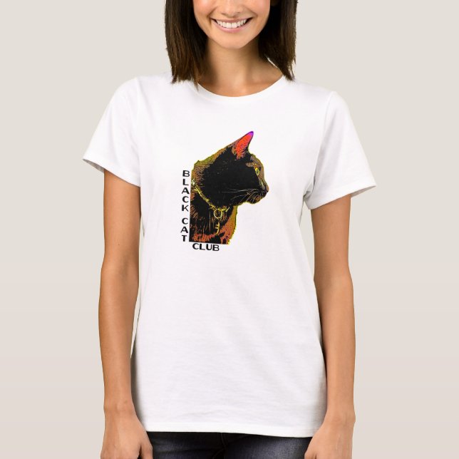 T-shirt do clube do gato preto (Frente)