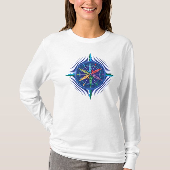T-shirt do compasso do caiaque (Frente)