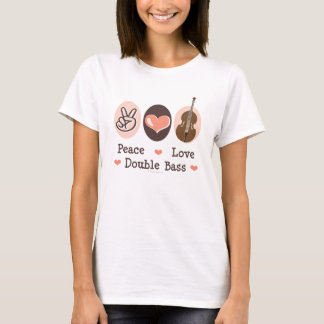 T-shirt do contrabaixo do amor da paz