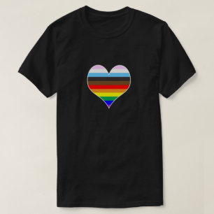 T-Shirt do Coração Arco-Íris (escuro)