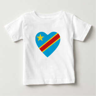 T-shirt do coração da bandeira de Congo-Kinshasa