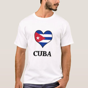 T-shirt do coração da bandeira de Cuba