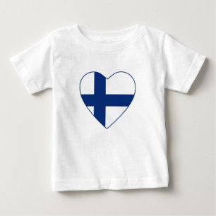 T-shirt do coração da bandeira de Finlandia