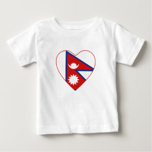 T-shirt do coração da bandeira de Nepal