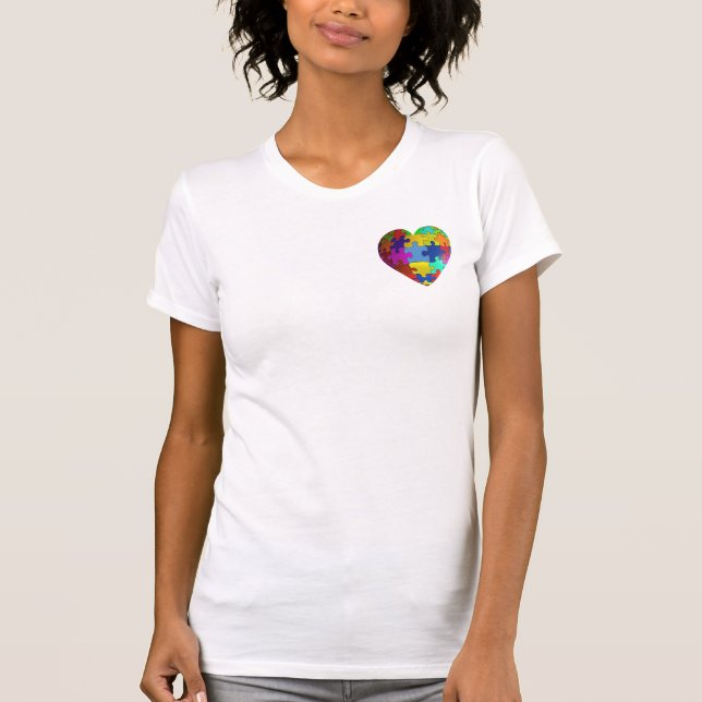 T-shirt do coração do quebra-cabeça da consciência (Frente)