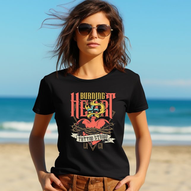 T-Shirt do Coração em Chamas (Criador carregado)