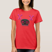 T-shirt do crânio de coração tingido