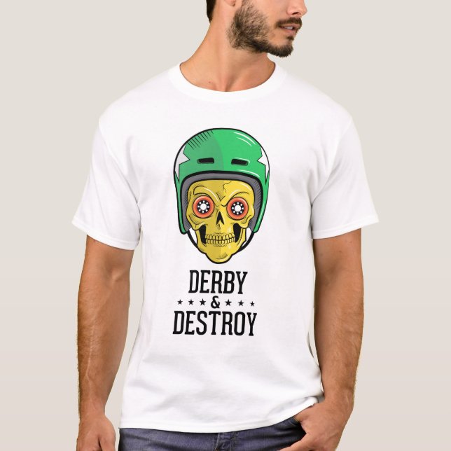 T-shirt do crânio de Derby do rolo (Frente)