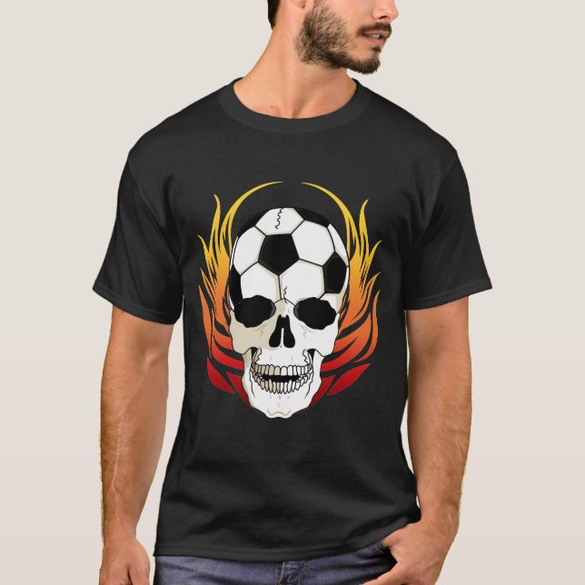 T-shirt do crânio do futebol (Frente)
