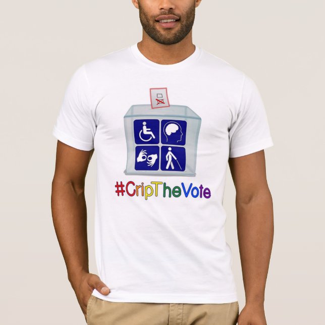 t-shirt do #CripTheVote, branco, para homens (Frente)