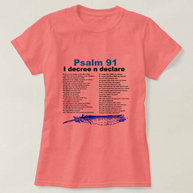 T-shirt do cristão do salmo 91 (Frente do Design)