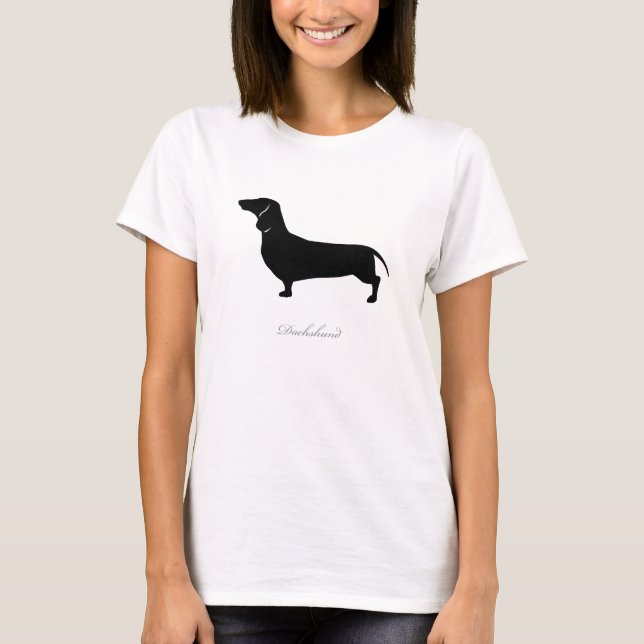 T-shirt do Dachshund (versão lisa preta 1) (Frente)