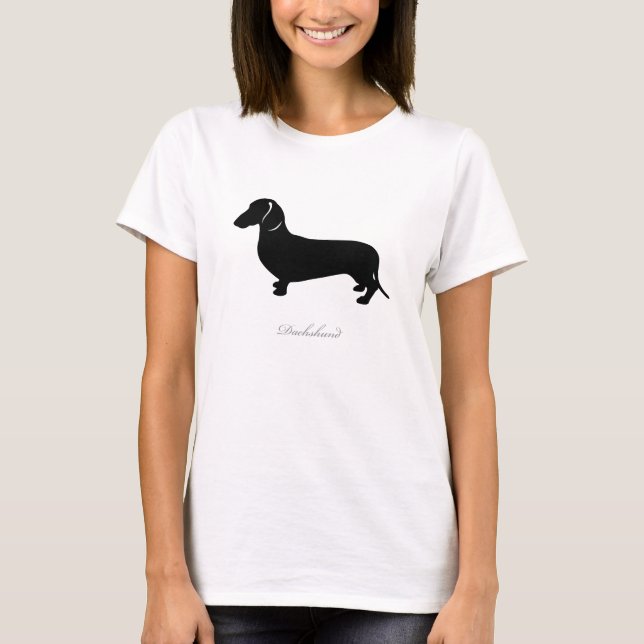 T-shirt do Dachshund (versão lisa preta 2 do (Frente)