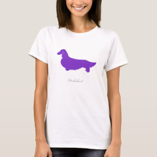 T-shirt do Dachshund (versão longa roxa 1 do