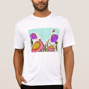 T-shirt do desempenho dos homens do prado da flor