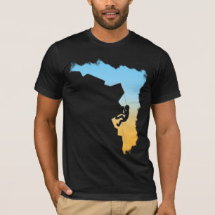 T-shirt do design da silhueta do alpinismo
