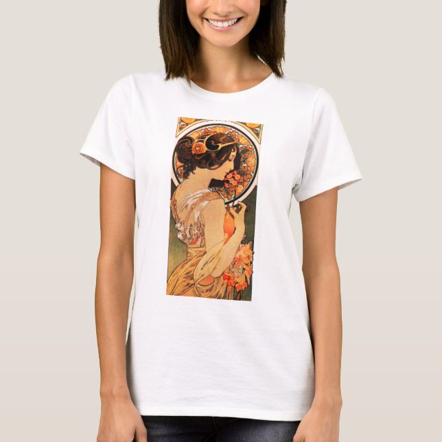 T-shirt do deslizamento da vaca de Alphonse Mucha (Frente)