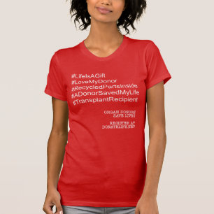 t-shirt do destinatário do transplante de hashtag