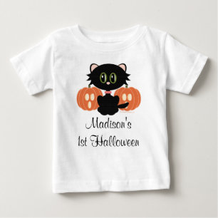 T-shirt do Dia das Bruxas do gato preto ø