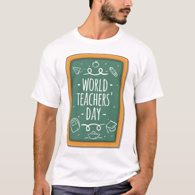 T-shirt do dia do professor do mundo - de volta ao (Frente)
