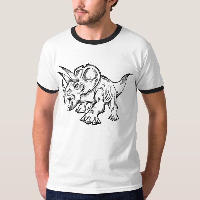 T-shirt do dinossauro do Triceratops do Doodle do (Frente)