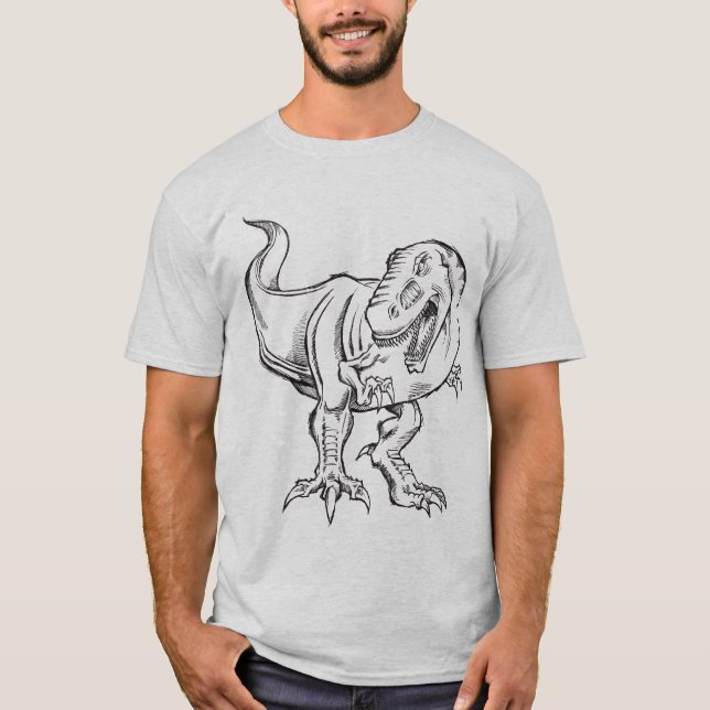 T-shirt do Doodle do esboço do dinossauro do (Frente)