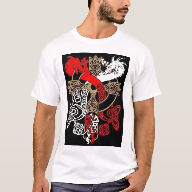 T-shirt do dragão da cruz celta (Frente)