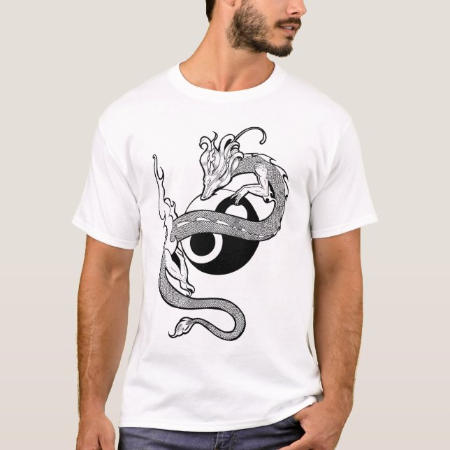 T-shirt do dragão de Yin-Yang (Frente)