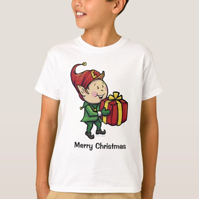 T-shirt do duende do Natal dos meninos (Frente)