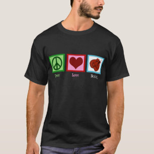 T-shirt do encaixotamento do amor da paz