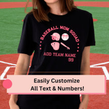 T-Shirt do Esquadrão da Mãe de Baseball Personaliz