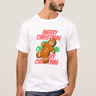 T-shirt do Feliz Natal do homem de pão-de-espécie