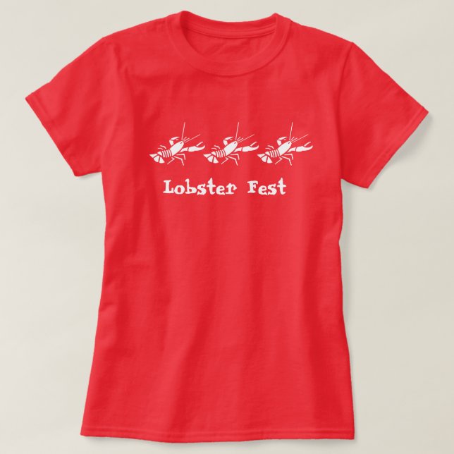T-shirt do Fest da lagosta das mulheres (Frente do Design)