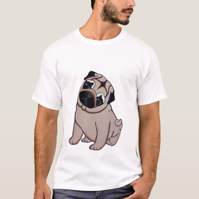 T-shirt do filhote de cachorro do Pug da jovem (Frente)