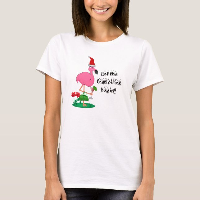 T-shirt do flamingo do Natal (Frente)