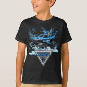 T-Shirt do Garoto Monstro de Tubarão Azul