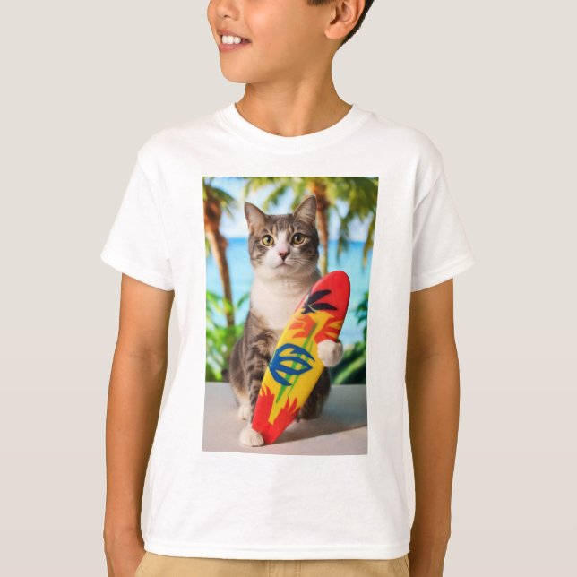 T-shirt do Gatinho para cima do surf (Frente)